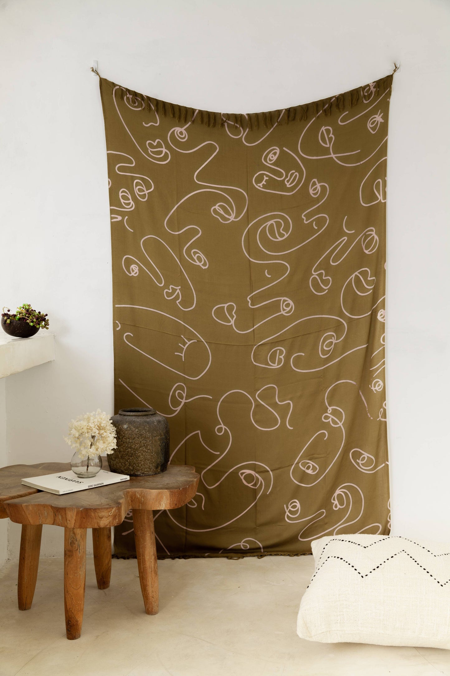 Faces Tapestry: Vintage Olive