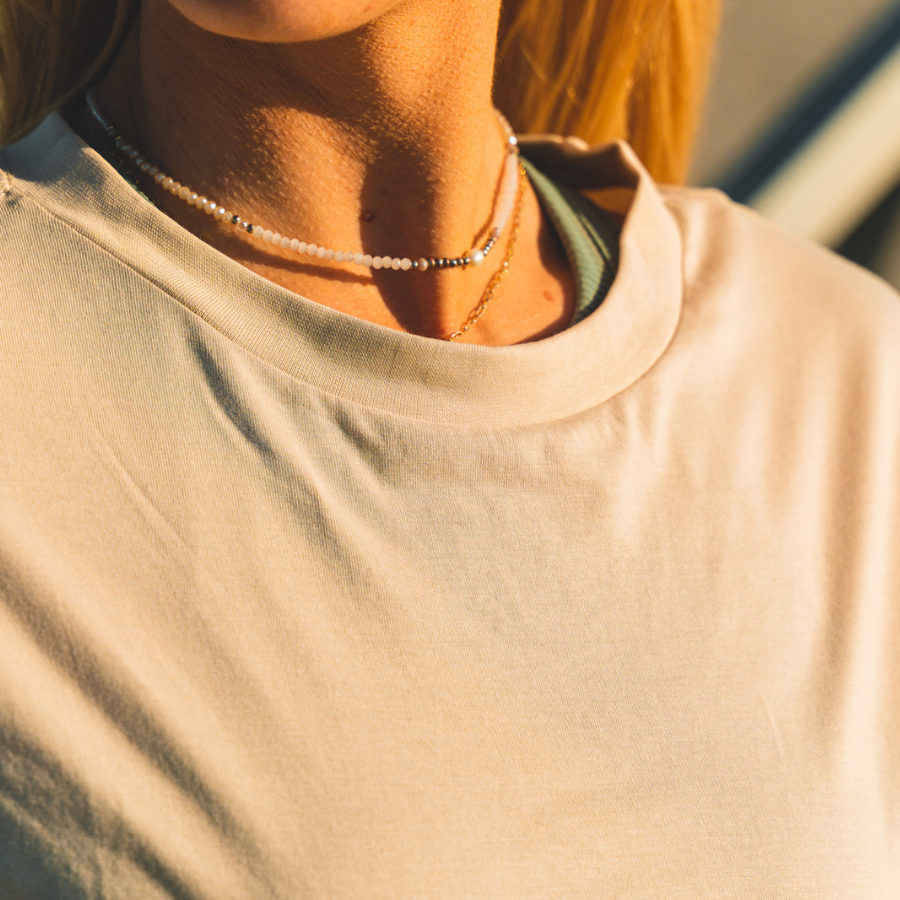 Women's T-Shirt | Boxy Crew Tee | Organic Cotton | Beige