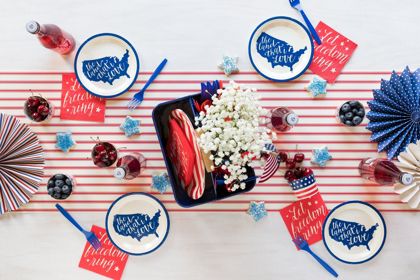 Red Ticking Striped Paper Table Runner