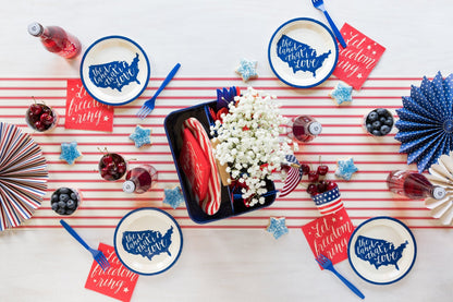 Red Ticking Striped Paper Table Runner