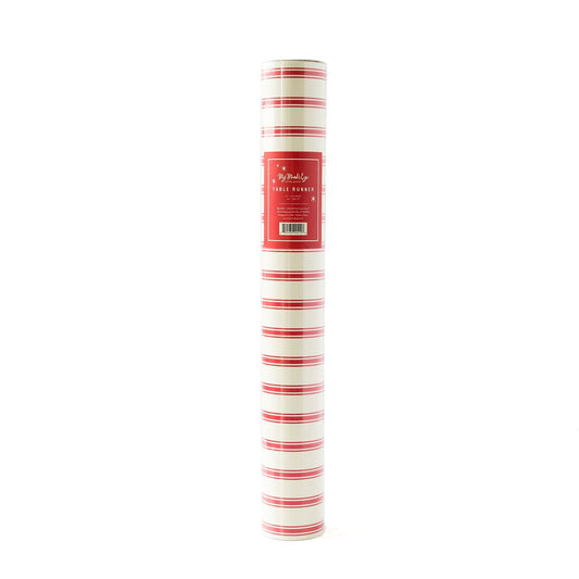 Red Ticking Striped Paper Table Runner