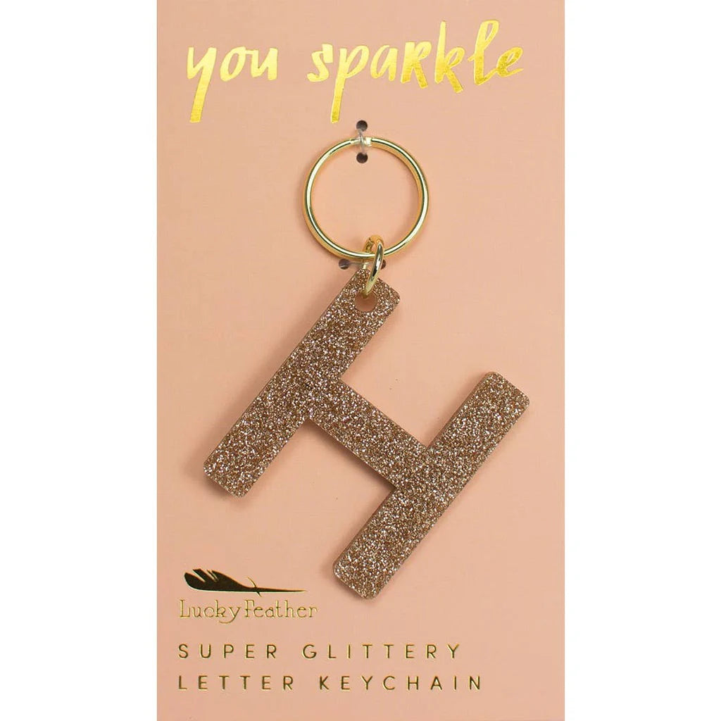 Gold Glitter Keychains - Multiple Letters