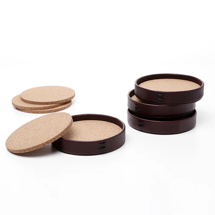 Liiton Whiskey Leather Coasters Set