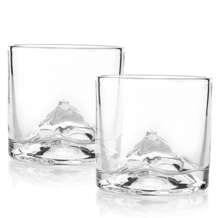 Liiton Mt Fuji Crystal Whiskey Glasses Set of 2