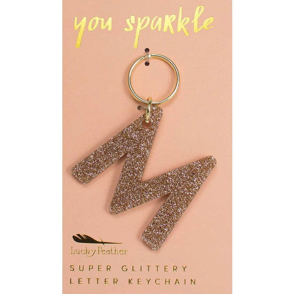 Gold Glitter Keychains - Multiple Letters