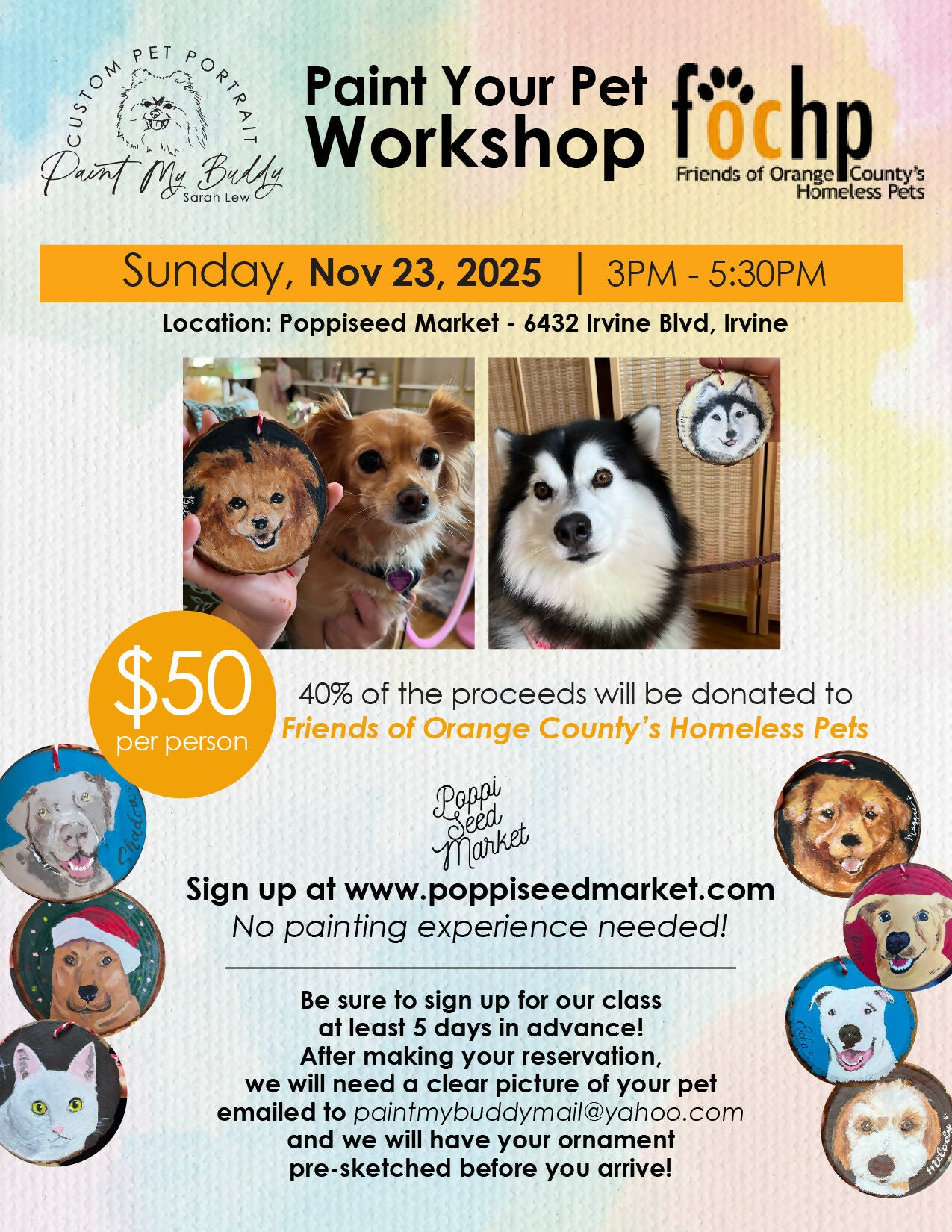 Paint Your Pet Holiday Ornament Workshop *Fundraiser