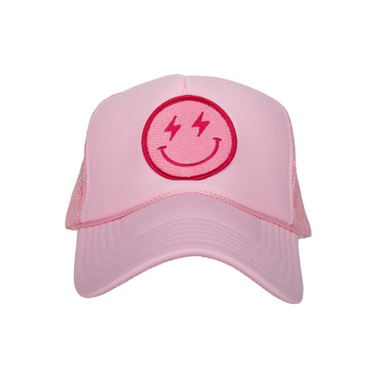 Katydid Lightning Happy Face Foam Trucker Hat Pink or Blue