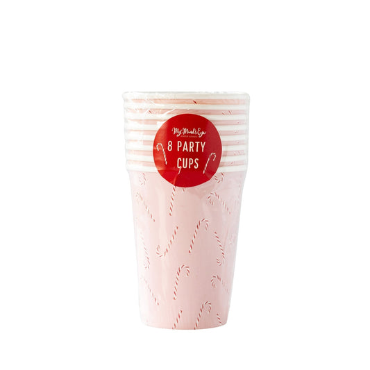 Whimsy Santa Scattered Candy Cane Paper Party Cups