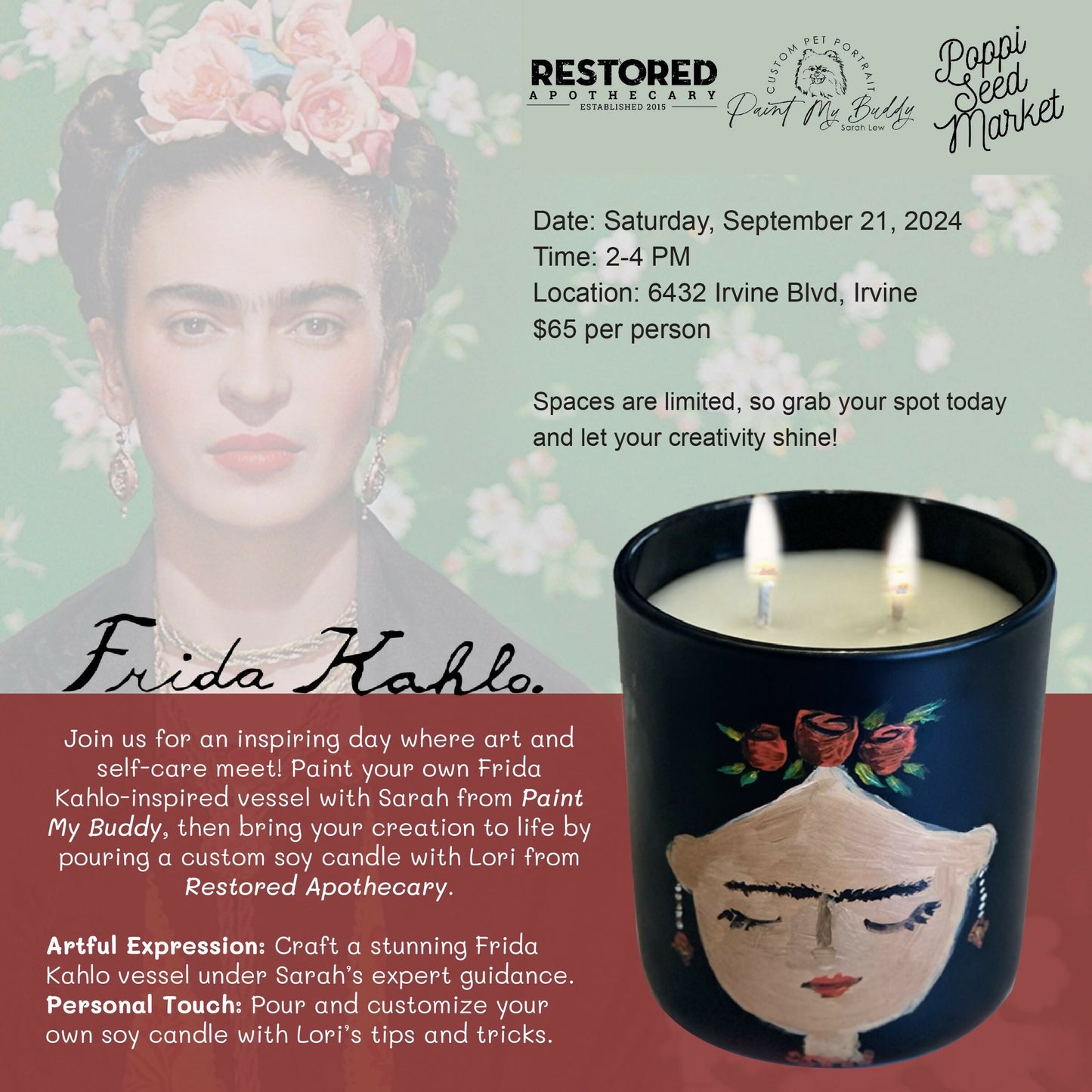 Frida Kahlo Paint and Pour Workshop |September 21, 2024 | 2:00-4:00PM