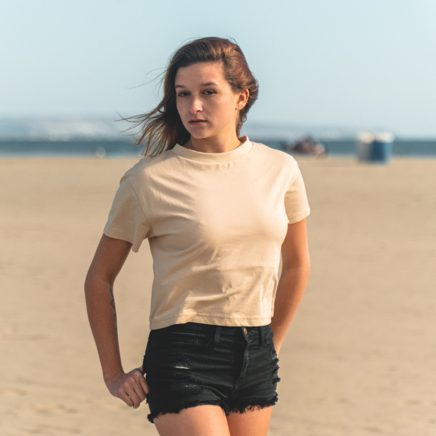 Women's T-Shirt | Boxy Crew Tee | Organic Cotton | Beige