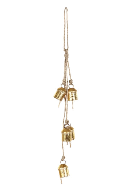 Recycled Iron 5 Bells Wind Chimes with Jute Strings