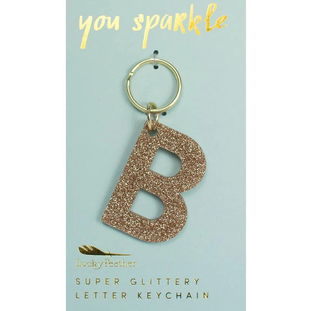 Gold Glitter Keychains - Multiple Letters