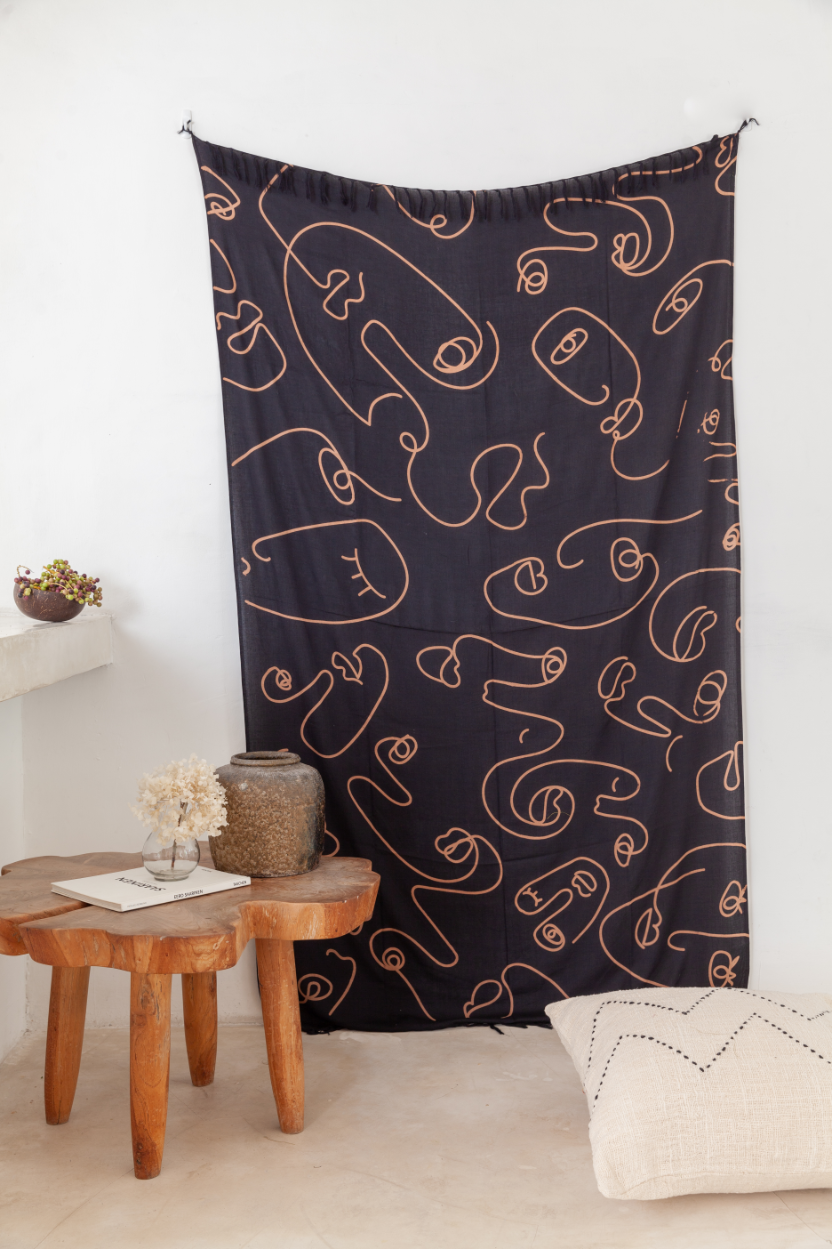 Faces Tapestry: Vintage Olive