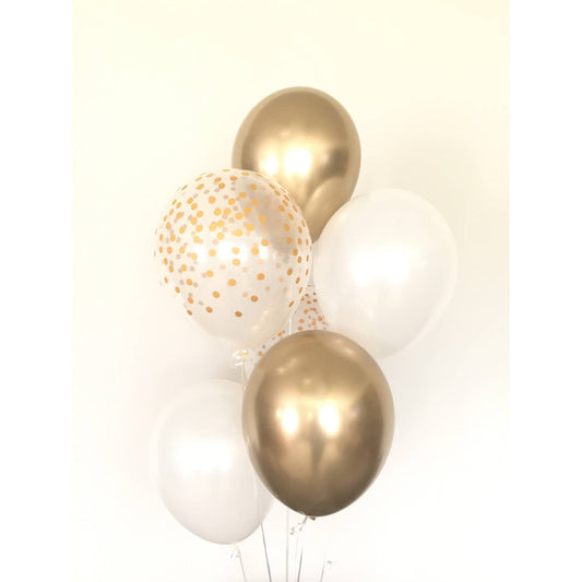 White and Gold Latex Balloons 