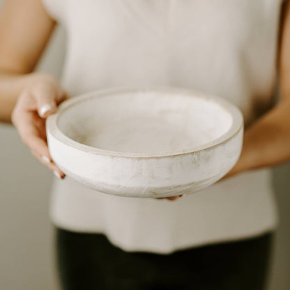 Decorative Wood Bowl - Whitewash - Favorite Little Things Co