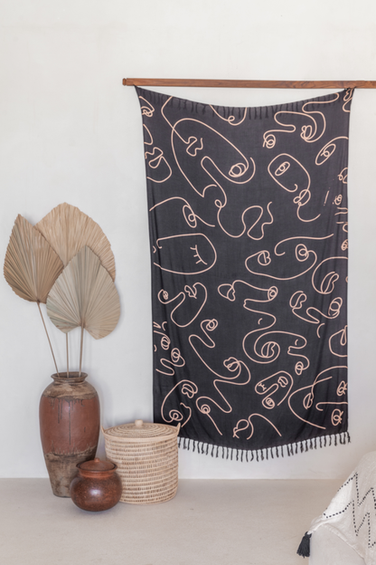 Faces Tapestry: Vintage Olive