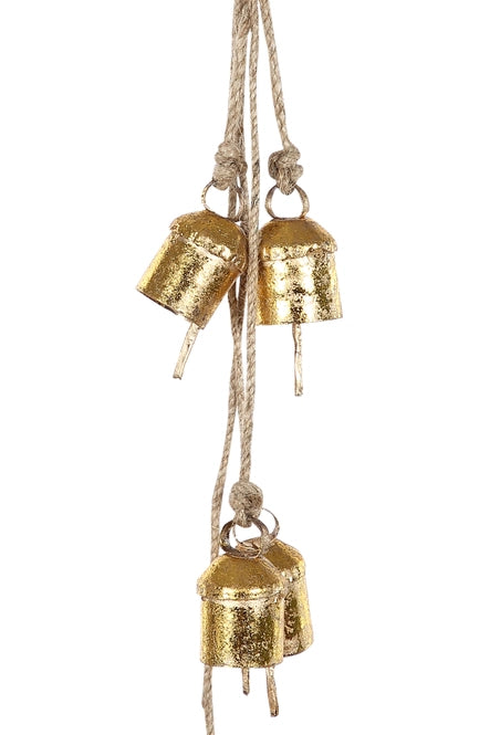 Recycled Iron 5 Bells Wind Chimes with Jute Strings