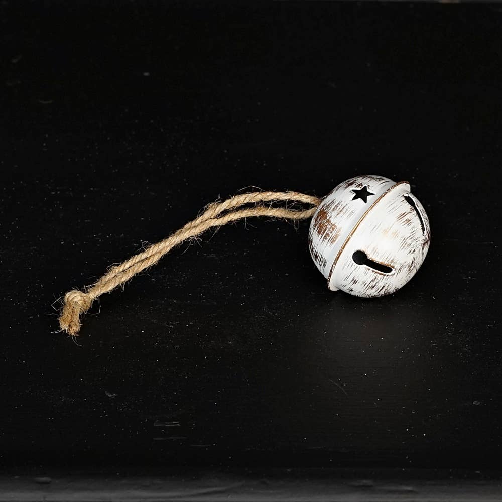 Vintage White Metal Jingle Bell - 2 inch