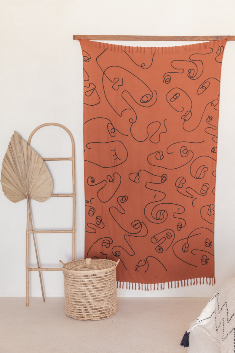 Faces Tapestry: Vintage Olive