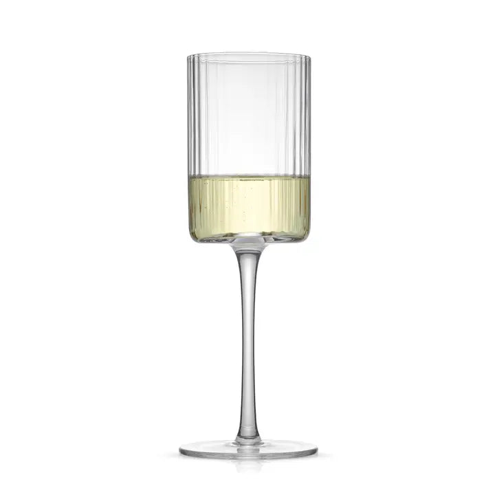 JoyJolt Ribbed White  Wine Glasses Set of 2