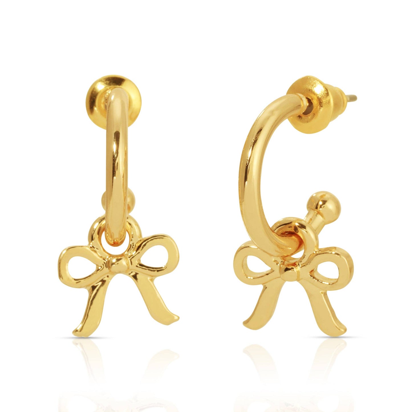 Golds Bow Charm Hoops