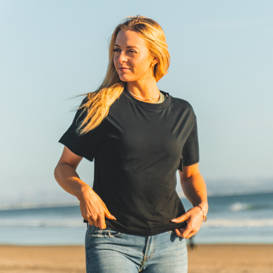 Women's T-Shirt | Boxy Crew Tee | Organic Cotton | Black