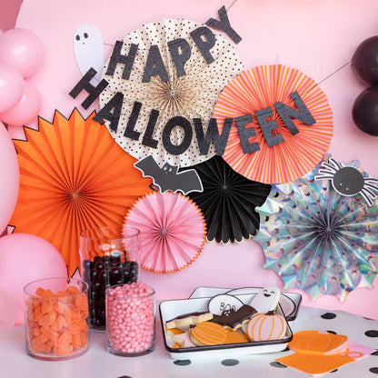 Happy Halloween Black Glitter Banner