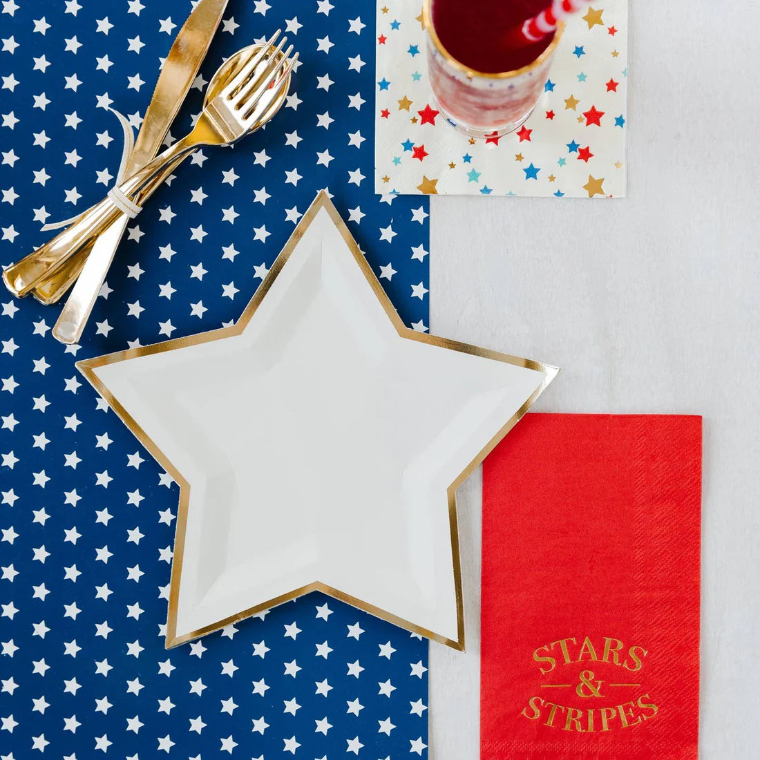 Gold Foiled Stars and Stripes Guest Towel Napkins