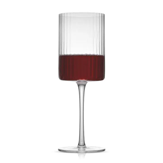 JoyJolt Ribbed Red Wine Glasses Set of 2