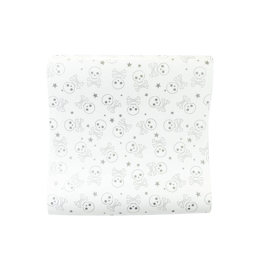 White and Silver Cross Bones Paper Table Runner