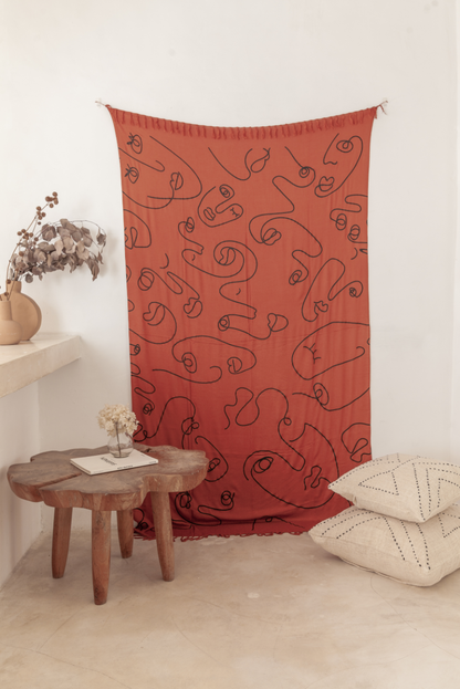 Faces Tapestry: Vintage Olive