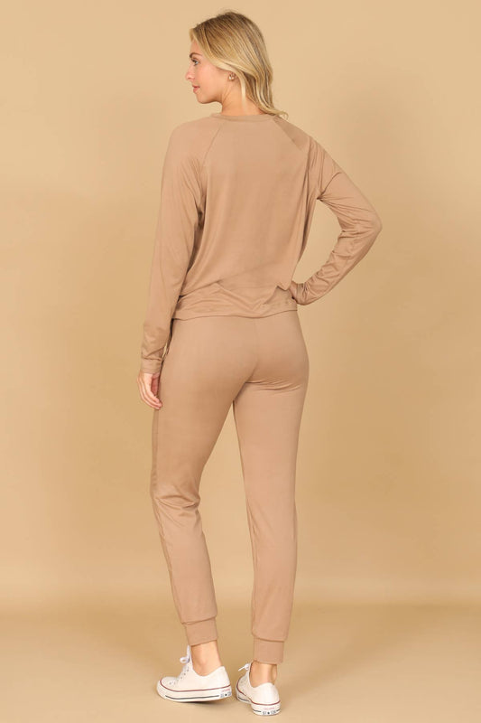 Solid Long Sleeve Jogger Set