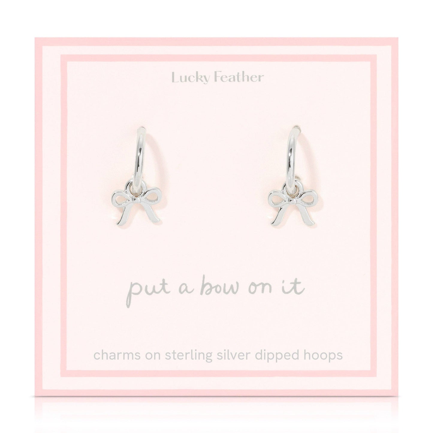 Silver Bow Charm Hoops