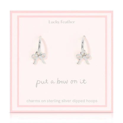 Silver Bow Charm Hoops