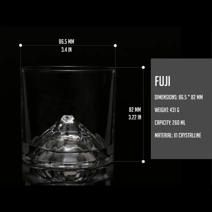 Liiton Mt Fuji Crystal Whiskey Glasses Set of 2