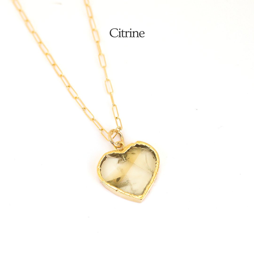 Isla Gemstone Heart Necklace | Birthstone Jewelry | Chocolate & Steel