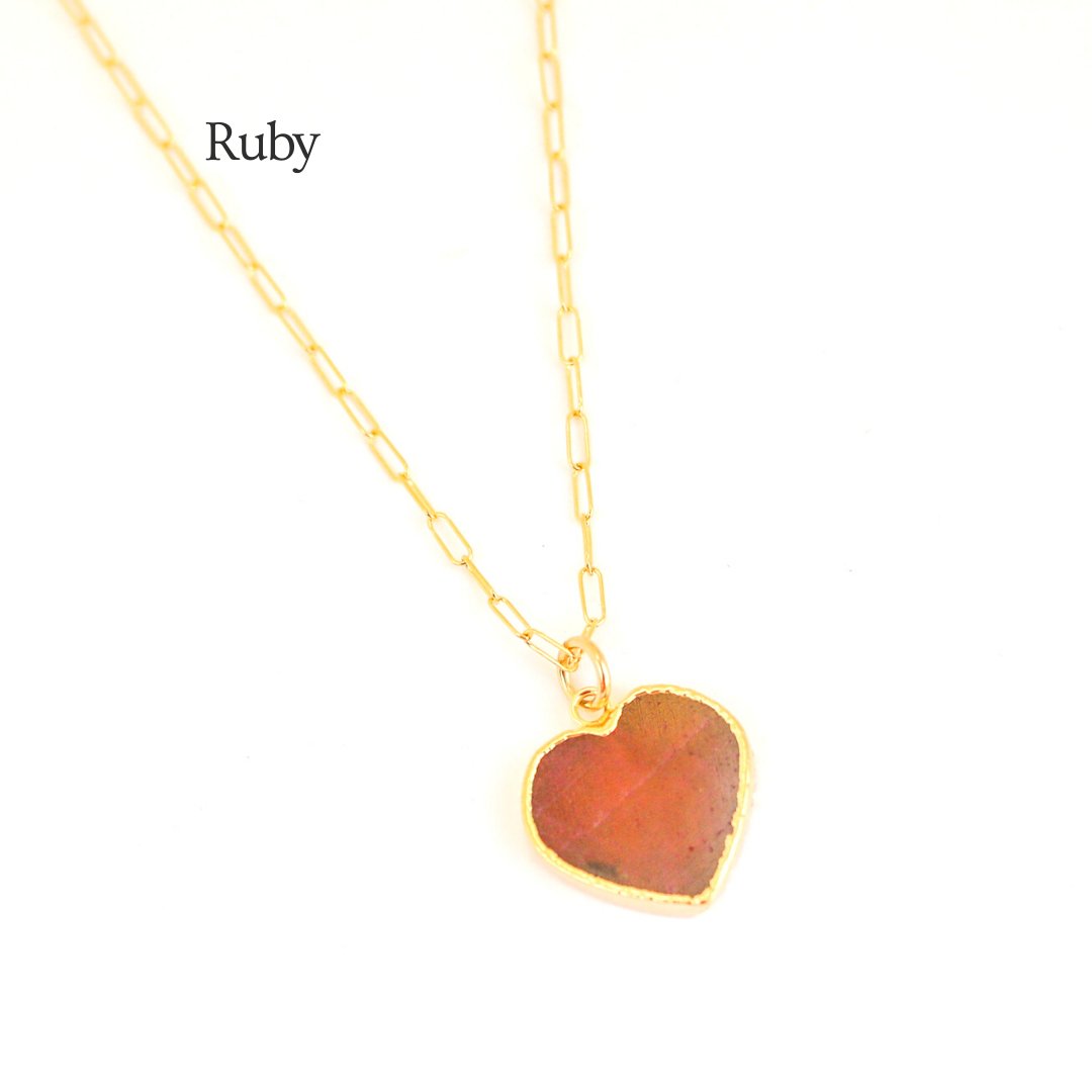 Isla Gemstone Heart Necklace | Birthstone Jewelry | Chocolate & Steel