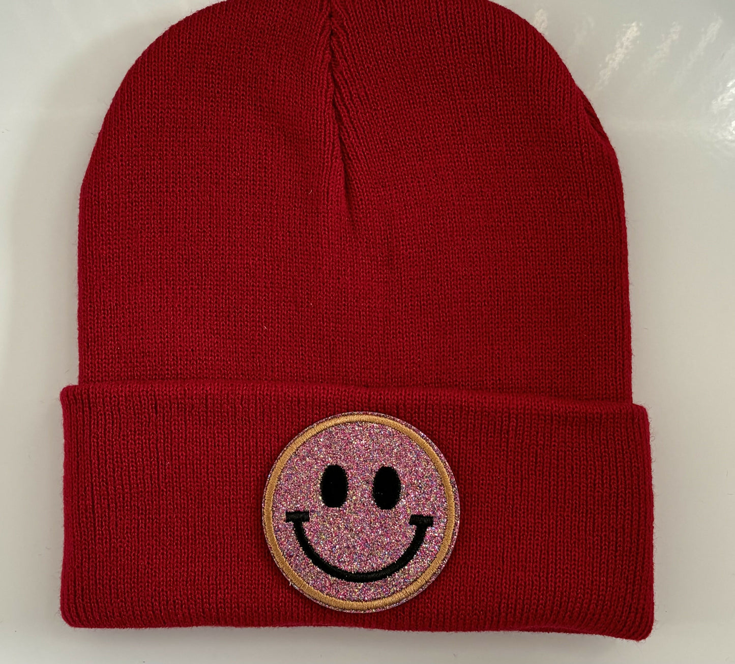 Red Wine Beanie/ Sparkly Multi/ Smiley Face