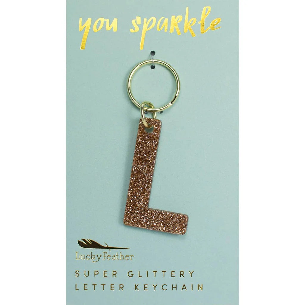 Gold Glitter Keychains - Multiple Letters