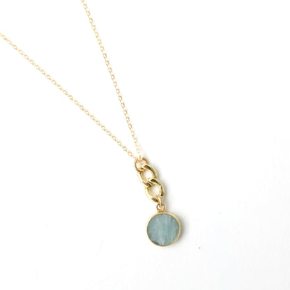 Linked Gemstone Necklace, cuban chain accented necklace - Chocolate and Steel