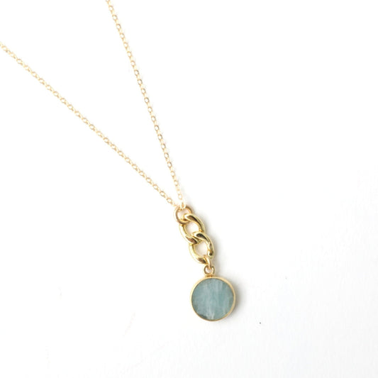 Linked Gemstone Necklace, cuban chain accented necklace - Chocolate and Steel