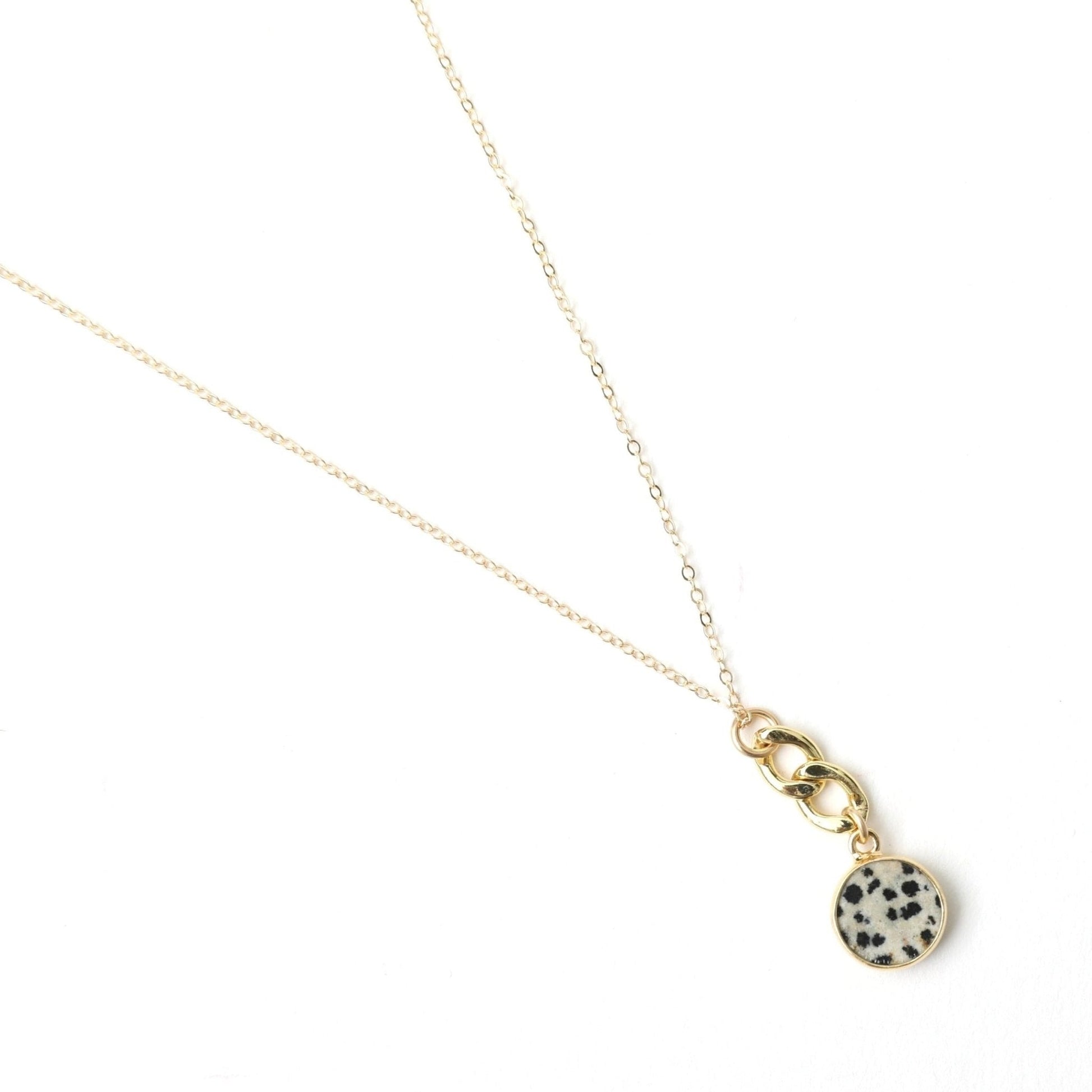 Linked Gemstone Necklace, cuban chain accented necklace - Chocolate and Steel