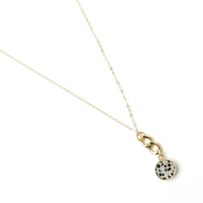 Linked Gemstone Necklace, cuban chain accented necklace - Chocolate and Steel
