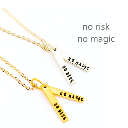"No Risk No Magic" Quote Necklace