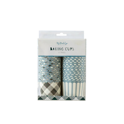 Blue & Black Gingham & Stripes Food Cups