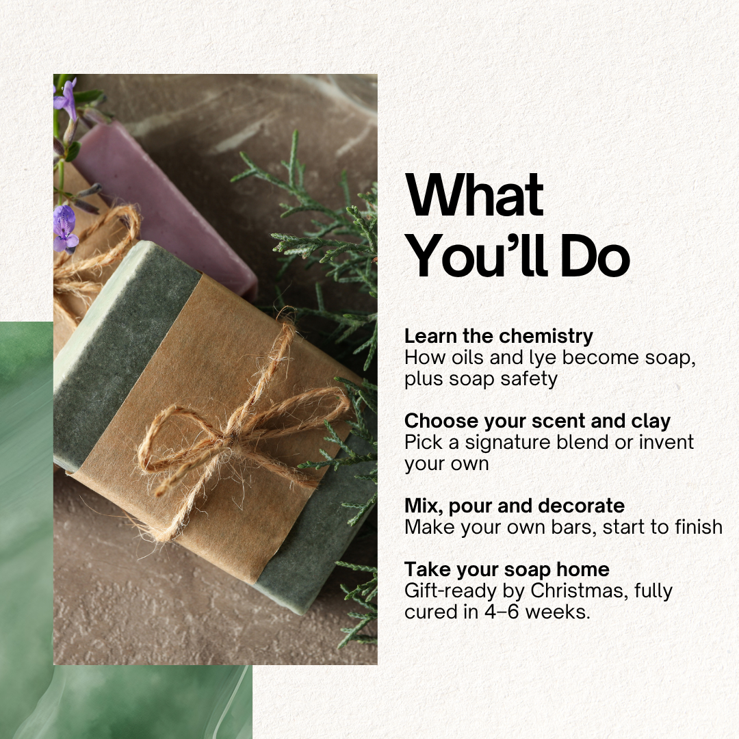 Holiday Cold Process Soapmaking Workshop - Sunday, December 6