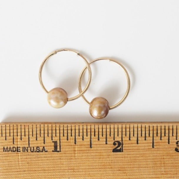 Small Floating Pearl Hoop Earrings