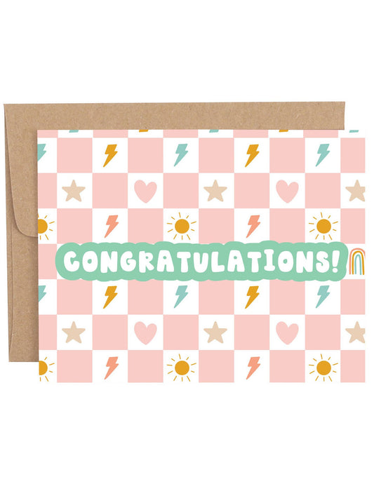 Checkerboard Icons Congratulations Greeting Card