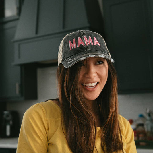 Katydid Mama Dark Pink Lettered Trucker Hat