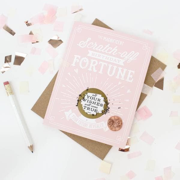 Scratch-Off Fortune Pink Birthday Card